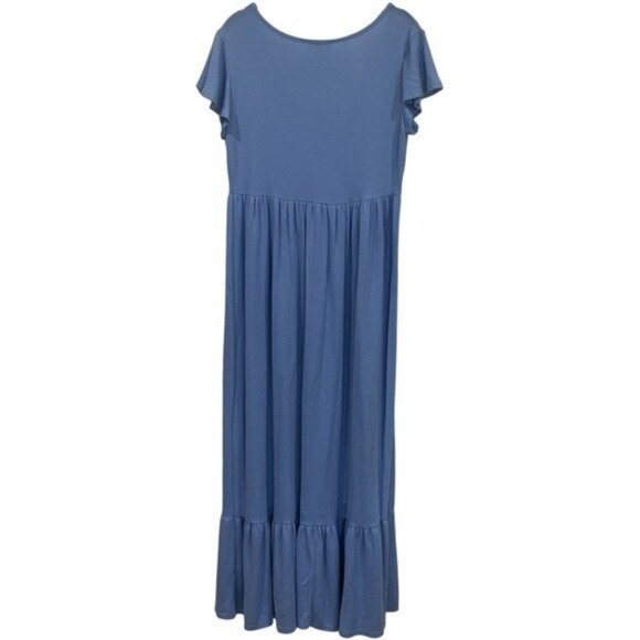 See You Monday Blue Ribbed Maxi Dress Babydoll Summer Coastal Resort Travel XL - Picture 5 of 11